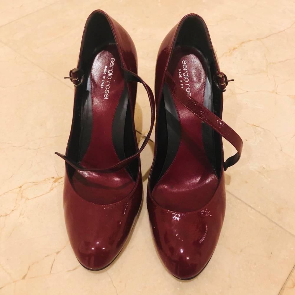 Sergio Rossi Burgundy platform shoes
